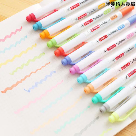 ชุดปากกาเน้นข้อความ Dong-A Twinliner Soft 12สี  จำนวน 1 เซ็ต
