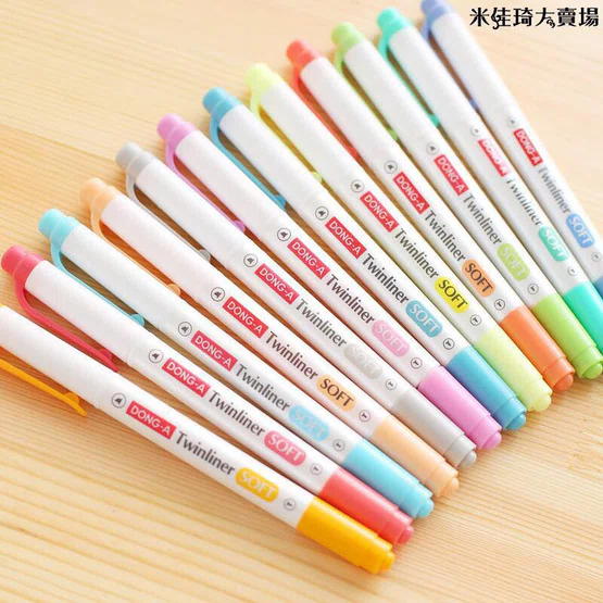 ชุดปากกาเน้นข้อความ Dong-A Twinliner Soft 12สี  จำนวน 1 เซ็ต