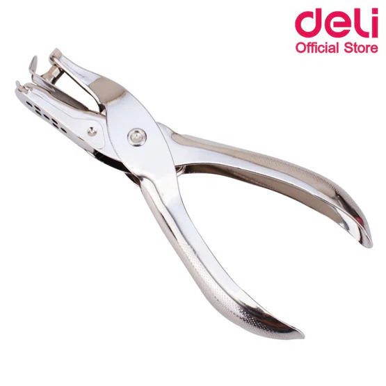 ที่เจาะกระดาษรูเดียว Deli 0114 1-Hole Punch (Silver) เจาะได้ 8 แผ่น/ครั้ง