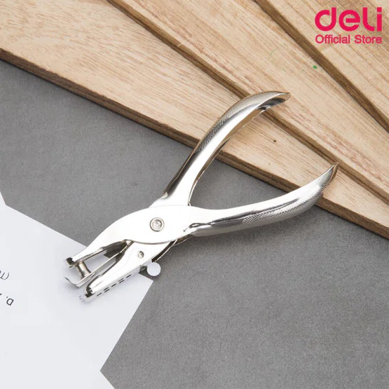 ที่เจาะกระดาษรูเดียว Deli 0114 1-Hole Punch (Silver) เจาะได้ 8 แผ่น/ครั้ง
