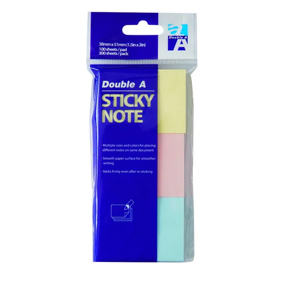 Double A sticky Note 1.5 x 2 นิ้ว   3สี/แพ็ค  รหัส AN03224