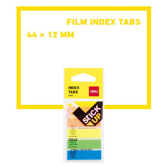 เทปอินเด็กซ์ (5สี)  5x20 ขนาด44x12mm Deli A10402 Sticky Note