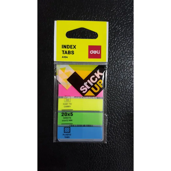 เทปอินเด็กซ์ (5สี)  5x20 ขนาด44x12mm Deli A10402 Sticky Note