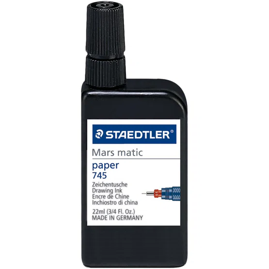 หมึกวาดรูปอย่างดี สีดำ Staedtler Mars matic Drawing Ink 745  black 22 ml