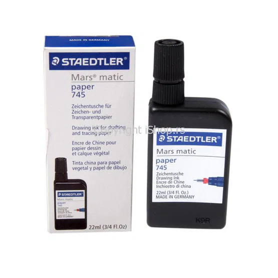 หมึกวาดรูปอย่างดี สีดำ Staedtler Mars matic Drawing Ink 745  black 22 ml