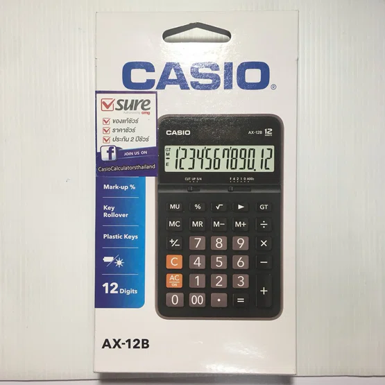 เครื่องคิดเลขตั้งโต๊ะ Casio 12 หลัก (ของแท้)  AX-12B รับประกัน 2 ปี