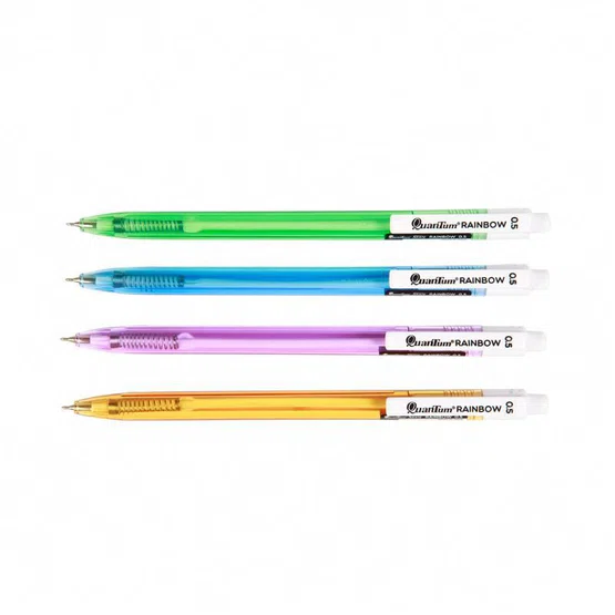 ปากกาลูกลื่น 0.5มม. หมึกน้ำเงิน ด้ามคละสี 1 ด้าม Quantum RAINBOW 0.5mm