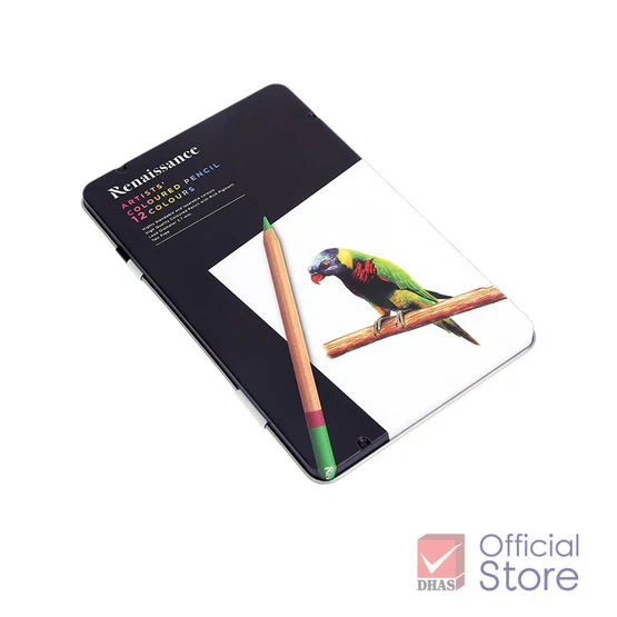 สีไม้เกรดอาร์ตติสรุ่น 12 สี Renaissance artist coloured pencils กล่องเหล็ก