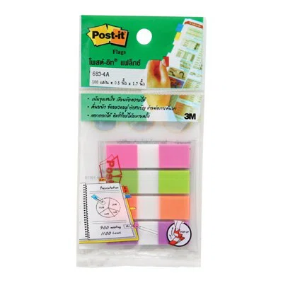 3M Post-It flags 683-4A แฟล็กซ์ 0.5x1.7" คละสี โพสต์-อิท