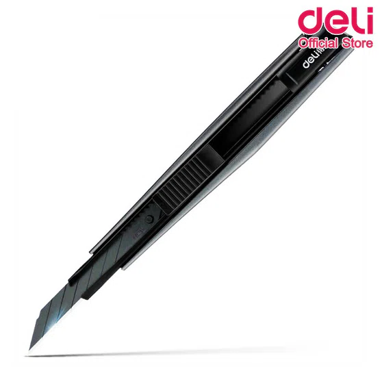 Deli 2037S Cutter คัดเตอร์สีดำ ขนาด 147x20mm ใบมีดเอียง 30° 1 ชิ้น
