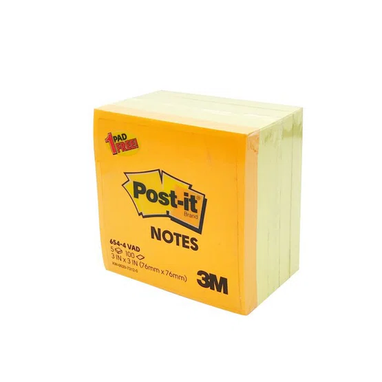 4แถม1 Post-it 654-4 โพสต์-อิท โน๊ต 3"x3" จำนวน 1 ชุด