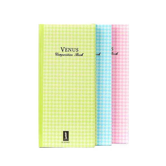 สมุดบัญชีปกแข็ง  9.5x21 cm 20/100 60g. คละสี  100แผ่น/1เล่ม  ยี่ห้อ Venus HV 201006-1