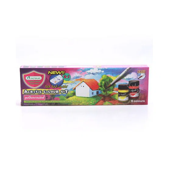 MASTERART Acrylic Colour Set สีอคริลิค มาสเตอร์อาร์ท 6 สี(Colours) แถมฟรี พู่กันเบอร์ 6