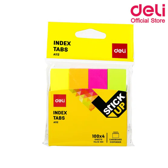 Deli A11202 Sticky Note กระดาษโน๊ตกาวสีนีออน  4x100แผ่น  76x19mm