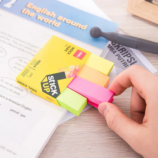 Deli A11202 Sticky Note กระดาษโน๊ตกาวสีนีออน  4x100แผ่น  76x19mm