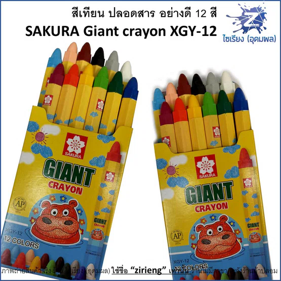 สีเทียน ปลอดสาร อย่างดี 12 สี  SAKURA Giant crayon XGY-12