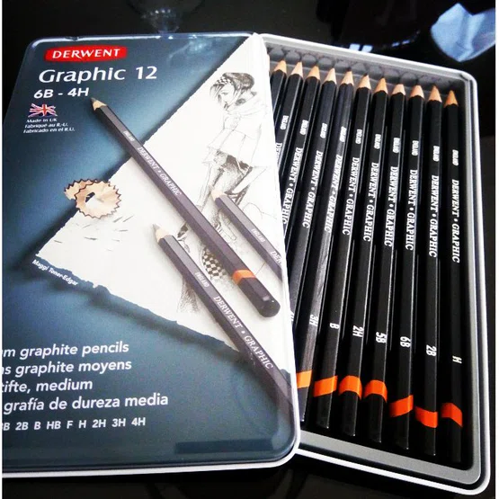 (พรีออร์เดอร์ 3-5 วัน)ดินสอกราฟฟิก 6B-4H Derwent 12 แท่ง