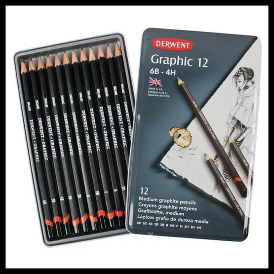 (พรีออร์เดอร์ 3-5 วัน)ดินสอกราฟฟิก 6B-4H Derwent 12 แท่ง