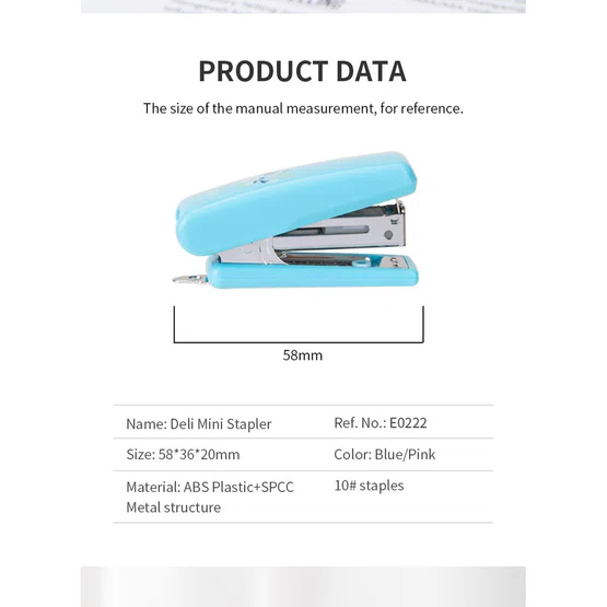 เครื่องเย็บกระดาษขนาดเล็ก คละสี 1 ชิ้น Deli 0222 Mini Stapler No.10