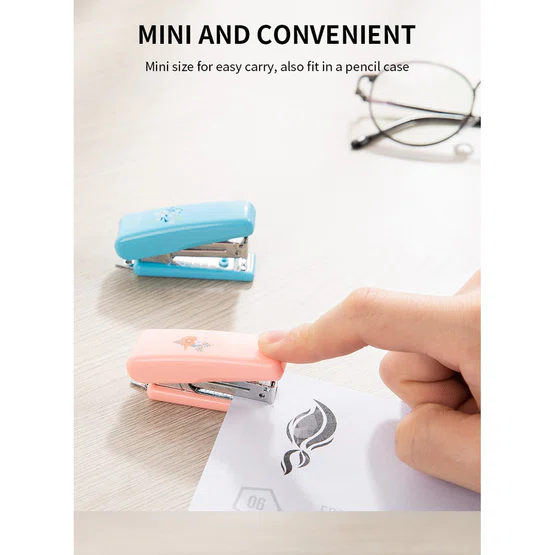 เครื่องเย็บกระดาษขนาดเล็ก คละสี 1 ชิ้น Deli 0222 Mini Stapler No.10