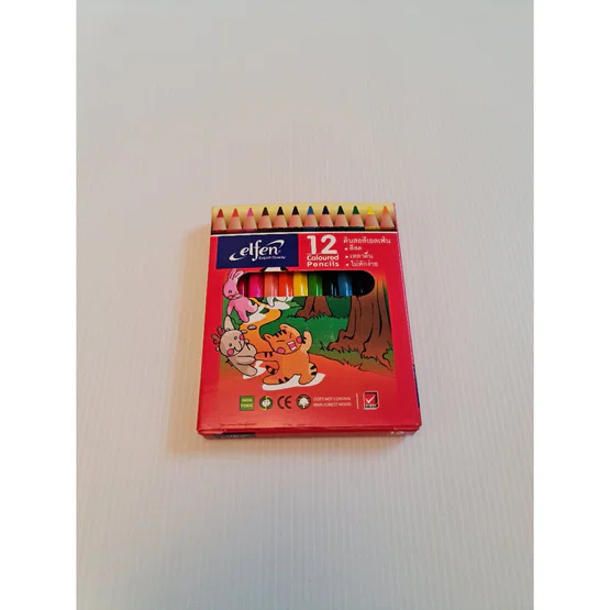 Elfen Coloured Pencils ดินสอสีไม้เอลเฟ่น 12 สี/กล่อง ( แท่งสั้น )   1 กล่อง