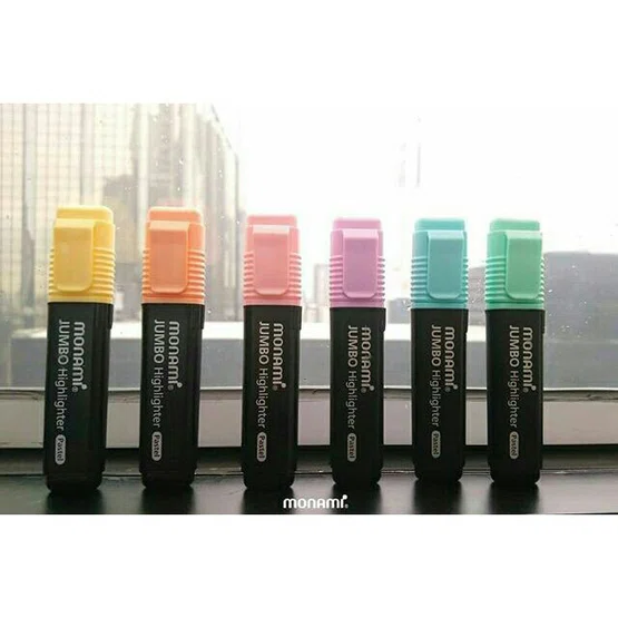 ปากกาเน้นข้อความ​ Monami​ Jumbo Highlighter​(สีพาสเทล)​ เซต​ 6​สี  จำนวน 1 เซต