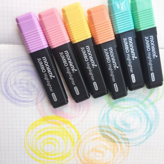 ปากกาเน้นข้อความ​ Monami​ Jumbo Highlighter​(สีพาสเทล)​ เซต​ 6​สี  จำนวน 1 เซต