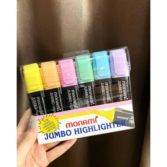 ปากกาเน้นข้อความ​ Monami​ Jumbo Highlighter​(สีพาสเทล)​ เซต​ 6​สี  จำนวน 1 เซต