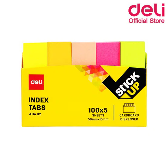 กระดาษโน๊ตมีกาวในตัว Deli A11402 Index tab  สีสันสดใส 5x100   50x15mm