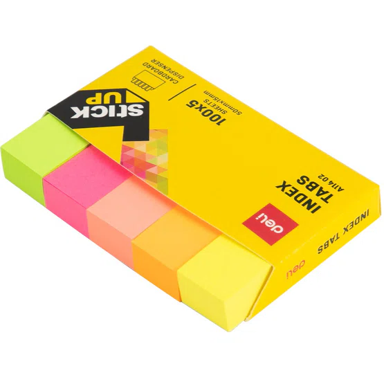 กระดาษโน๊ตมีกาวในตัว Deli A11402 Index tab  สีสันสดใส 5x100   50x15mm