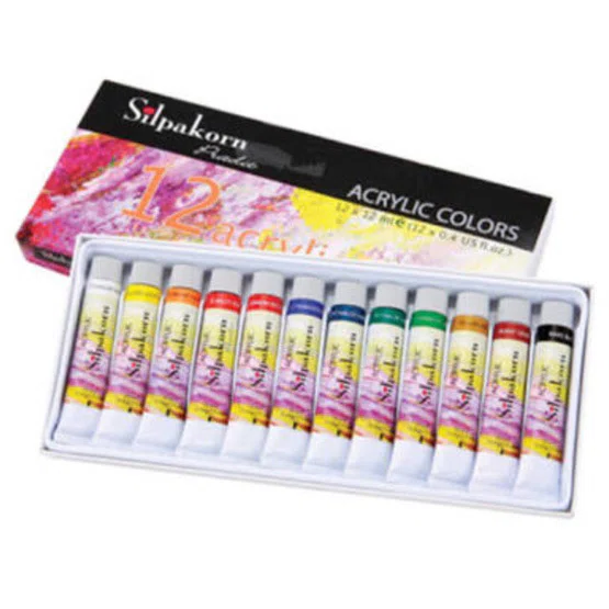 ชุดสีอะคริลิค ศิลปากรประดิษฐ์ 12 หลอด 12ml Acrylic Colour set