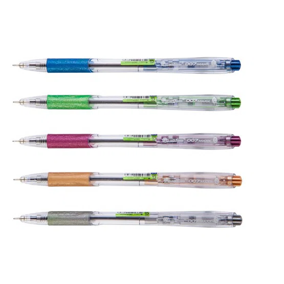 ปากกาลูกลื่น Quantum 007 Max Geluloid 0.7มม. หมึกสีน้ำเงิน ด้ามคละสี (แพ็ค50ด้าม)