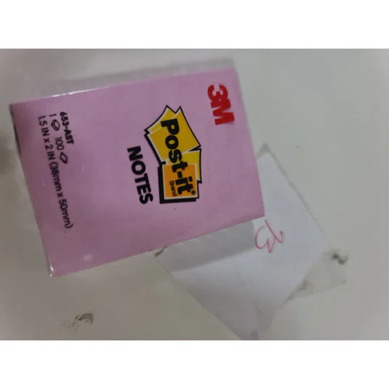 3MPost it note No.653-AST ขนาดเล็ก 1.5 x 2 นิ้ว กระดาษโน้ต มีกาวในตัว สีชมพูนีออน  1 แพ็ค/100แผ่น