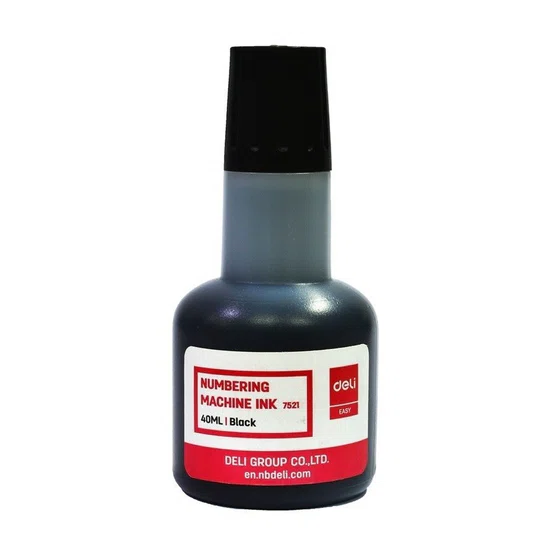 Deli  Numbering machine ink หมึกเครื่องตีเบอร์ หมึกสีดำสำหรับเครื่องรันนัมเบอร์ ขนาด 40 ML