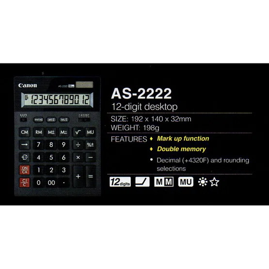 Canon Calculator AS-2222 เครื่องคิดเลข 12หลัก (ของแท้ 100%)