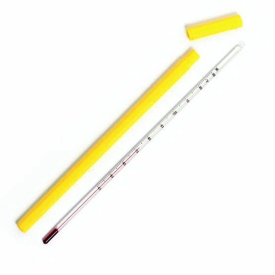 เทอร์โมมิเตอร์แก้ว 0-100 องศา สีแดง(แอลกอฮอล์)  ยาว 30ซม