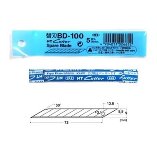 ใบมีดคัตเตอร์ NT BD-100   1หลอด / 5ใบมีด  จำนวน 1 หลอด