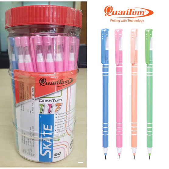 ปากกาลูกลื่น Quantum รุ่น Skate 117 ขนาด 0.7มม. สีน้ำเงิน  50แท่ง/กระปุก