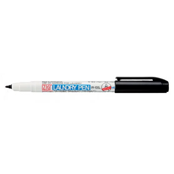 Kuretake  ZIG Laundry pen IR-100L ปากกาสำหรับเขียนผ้าล้างไม่ออก Black: Permanent, water resistant