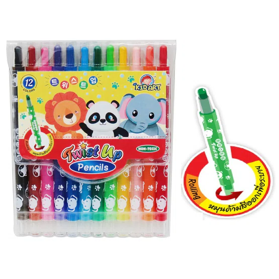 Twist up pencils สีเทียน Kid Art หมุนหัวได้ 12 สี