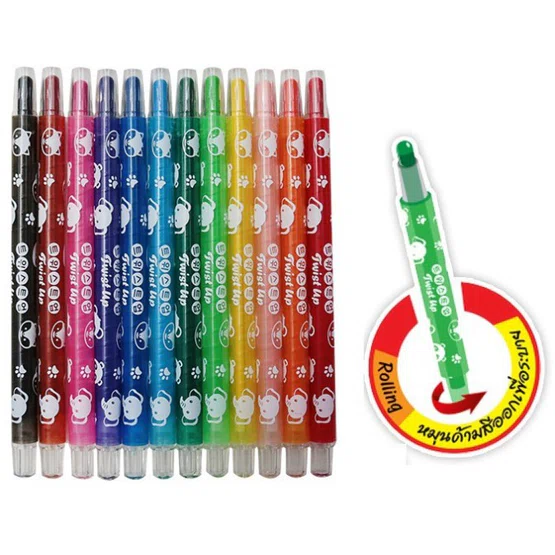 Twist up pencils สีเทียน Kid Art หมุนหัวได้ 12 สี