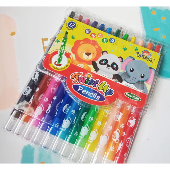 Twist up pencils สีเทียน Kid Art หมุนหัวได้ 12 สี