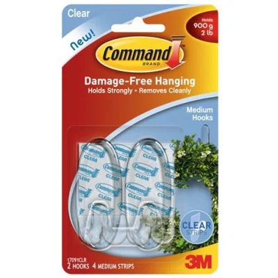 3M Command 17091CLR Medium Hooks Clear  ตะขอขนาดกลาง สีใส