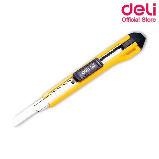 Deli 2031 Cutter คัตเตอร์ 13 ใบมีด รางเหล็ก มีช่องเก็บใบมีดสำรอง ระบบล๊อกออโต้  1 ชิ้น