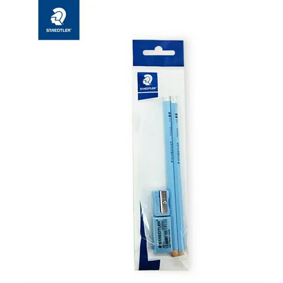 STAEDTLER ชุดเครื่องเขียน junior set 4 ชิ้น สีฟ้าพาสเทล (ดินสอ HB 2 แท่ง, ยางลบ, กบเหลา) จูเนียร์เซ็ต 13243SPB-5