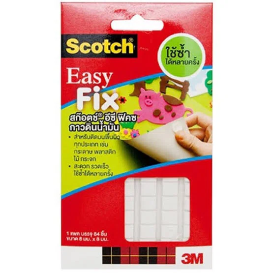 กาวดินน้ำมัน Scotch® Easy Fix สำหรับพื้นผิวทุกประเภท 1แพ็ค/84ชิ้น