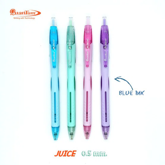 Quantum ปากกาลูกลื่น 0.5 มม. หมึกสีน้ำเงิน ด้ามคละสี รุ่น Juice  1 แท่ง