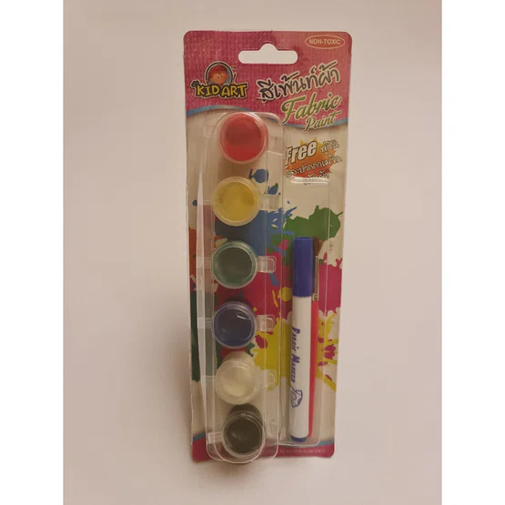 KidArt Fabric Paint ชุดสีเพ้นท์ผ้า 6 สี แถมฟรี พู่กัน + ปากกาเมจิก / แพ็ค
